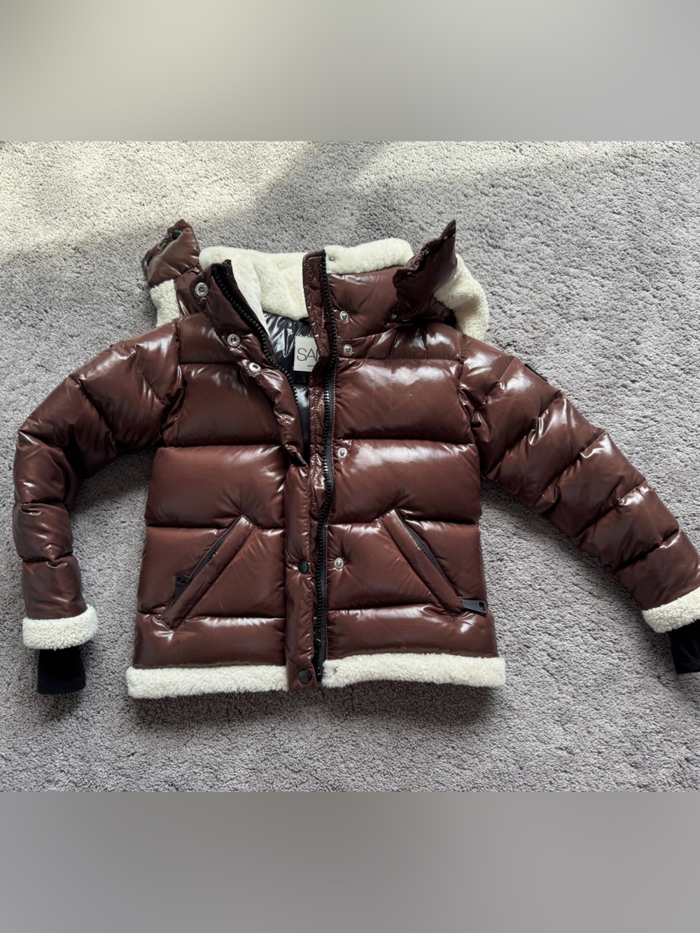 SAM New York Kids Brown Down Jacket with Sherpa Trim size 6